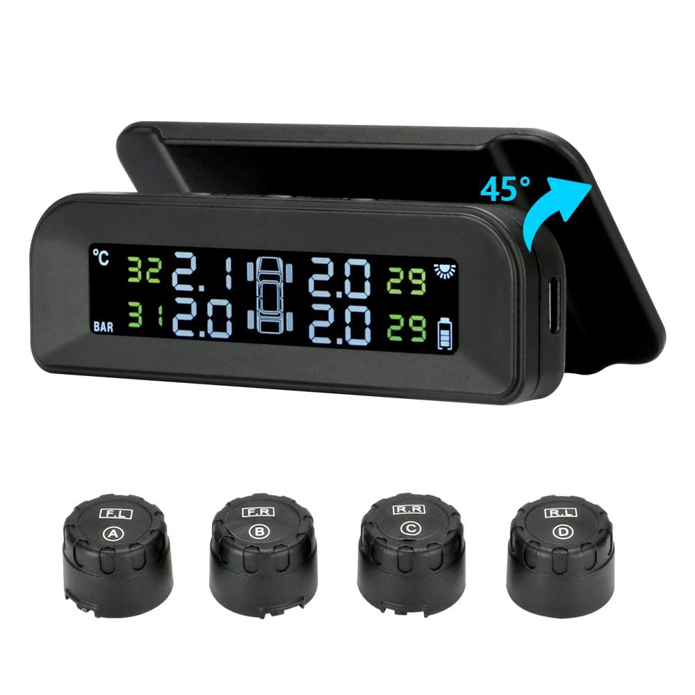 TPMS Jansite con pantalla solar y cuatro sensores externos de presión