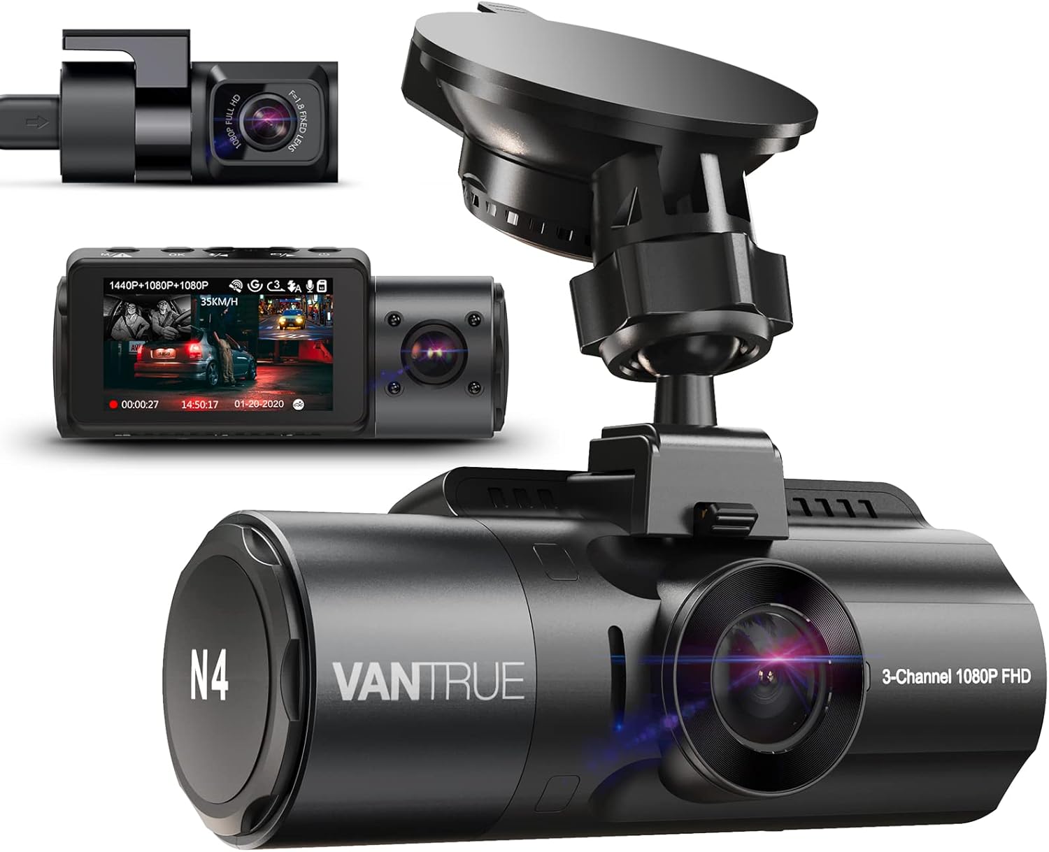 Dashcam Vantrue N4 de tres cámaras con visión nocturna y modo aparcamiento